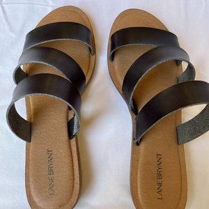 Black 3-Strap Sandals 10W